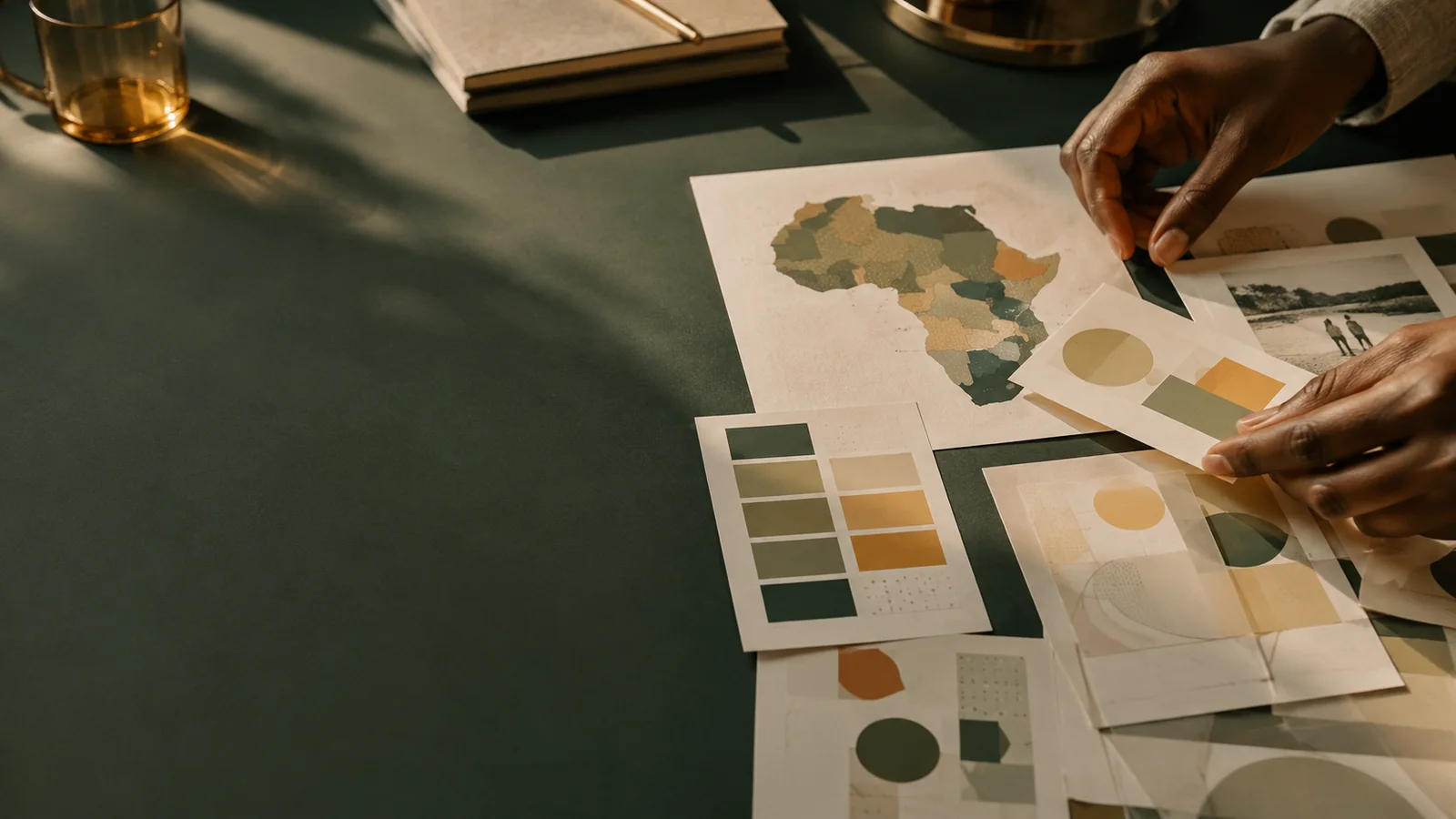 A local market research map and brand-planning materials.